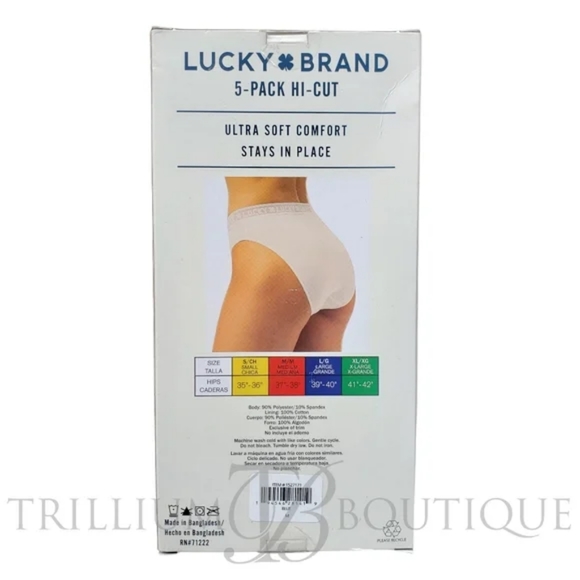 Lucky Brand Women's Hi Cut Underwear Panties Full Coverage 5-pairs NWT! - Picture 2 of 2